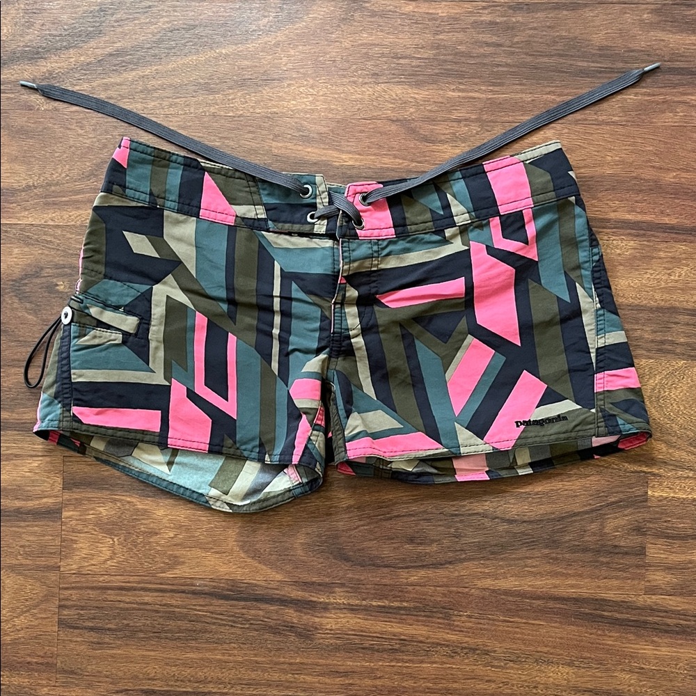 Patagonia Women's Pink and Green Board Shorts